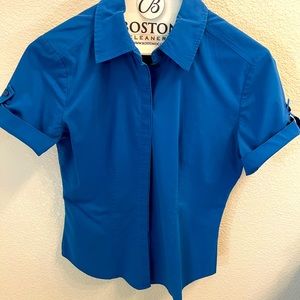 Short sleeve, button down blouse - blue - size XS